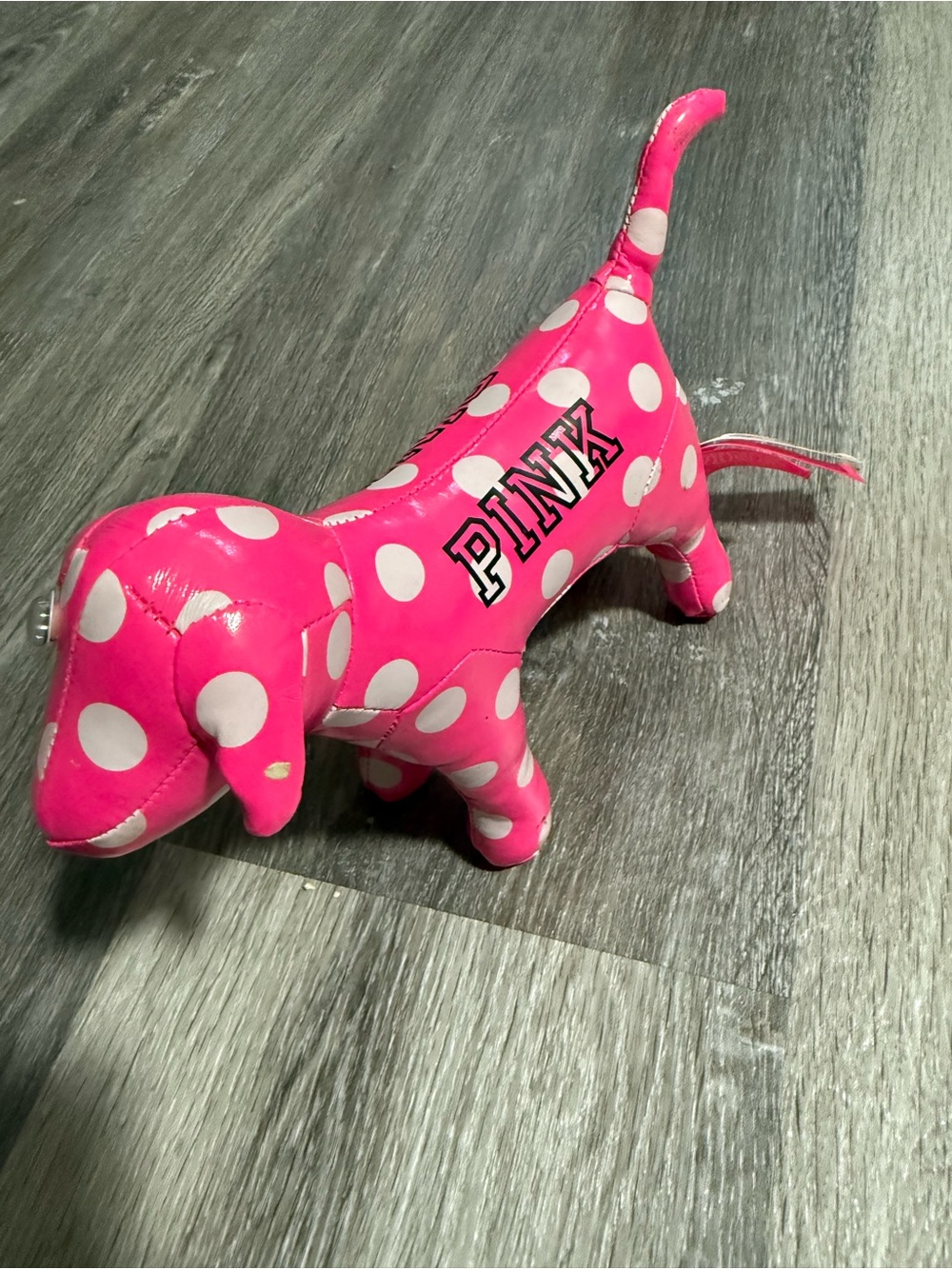 PINK Victoria's Secret Polka Dot Dog Plush - Hot Pink & White